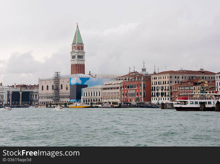 Panoramic view at the Vinice embankment near the San Marco Square