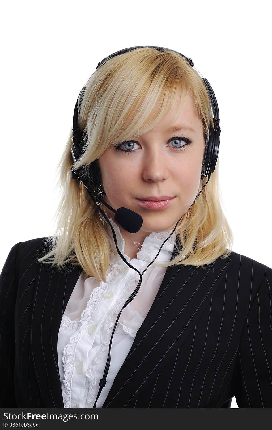 A portrait of a young woman with headphones