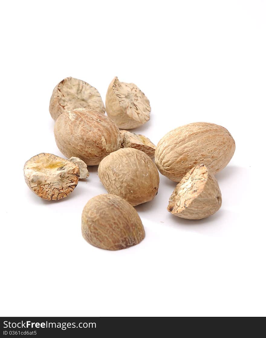 Nutmegs isolated on a white background