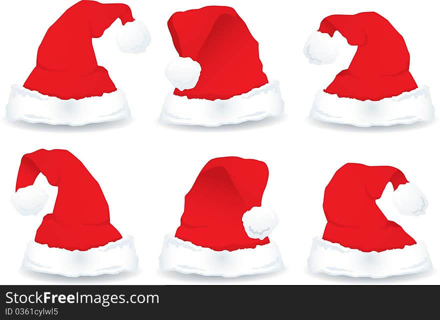 Collection of Santa Hat illustrations. Collection of Santa Hat illustrations