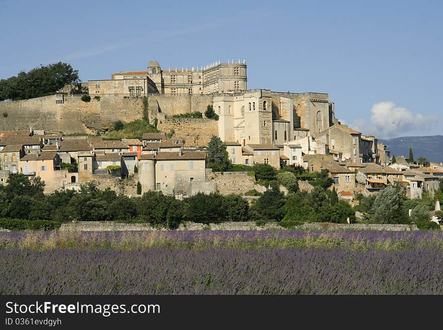 Grignan With Lavender Field, Departement Drome, Rh