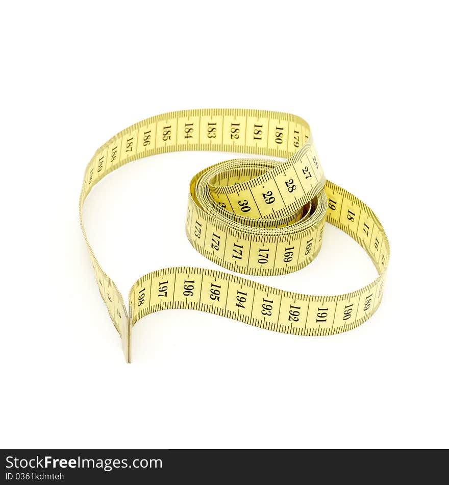 Measuring tape looking as heart isolated over white background