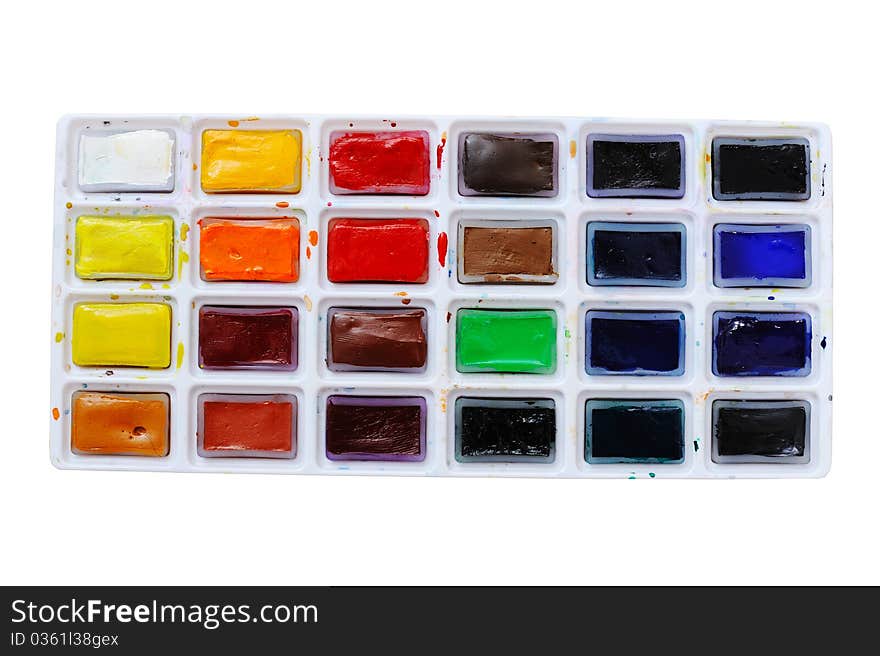 An image of a box of bright aquarelle paints