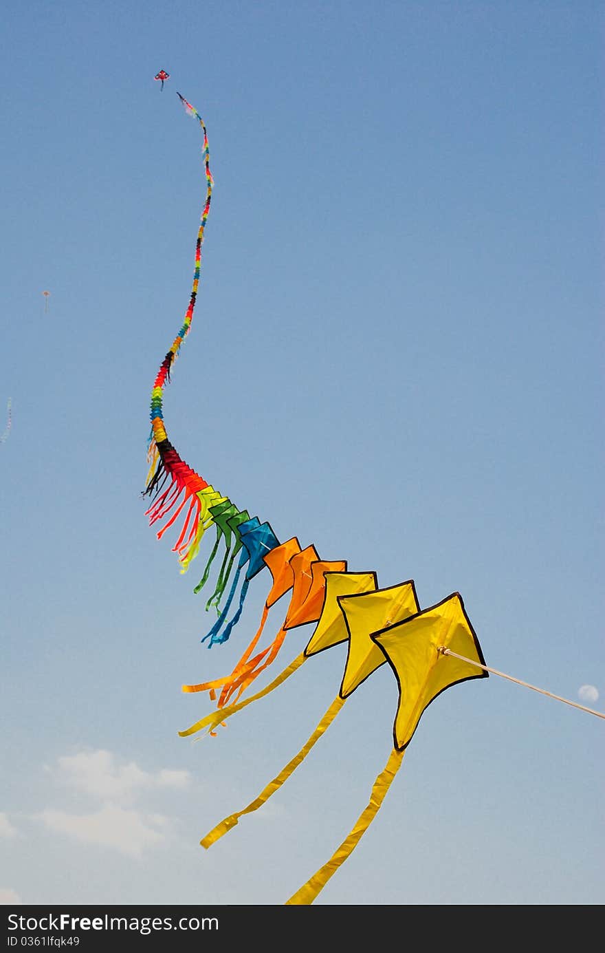 Long kite on the sky.