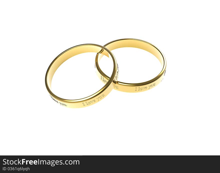 Two rings with inscriptions on a white background