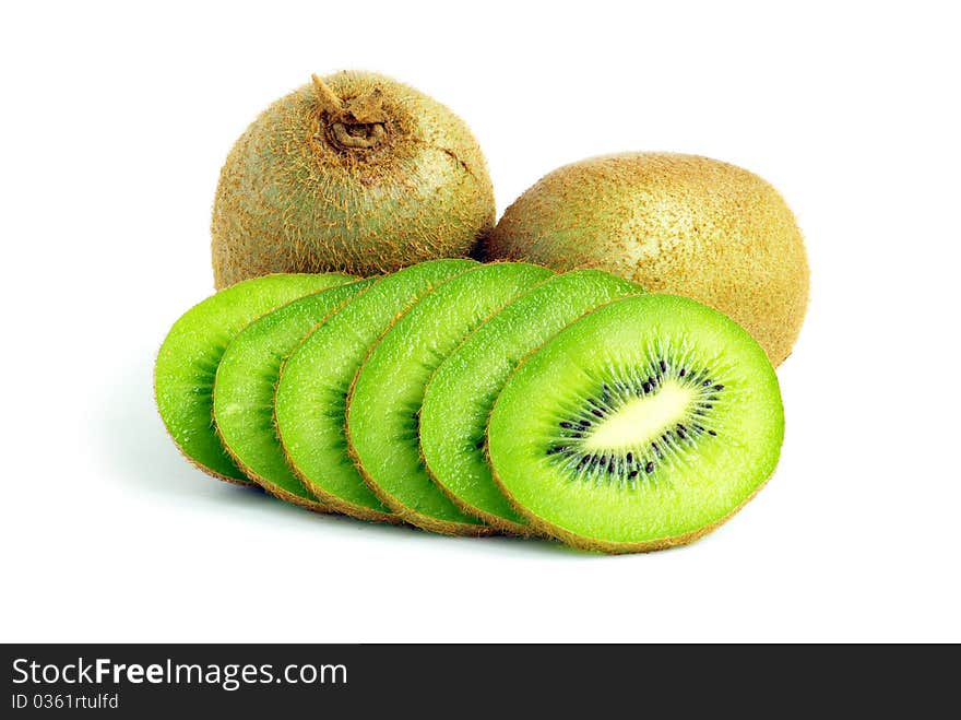 Fresh piece kiwi fruit isolated on white background