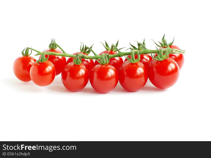 Cherry tomatoes isolated on a  white background