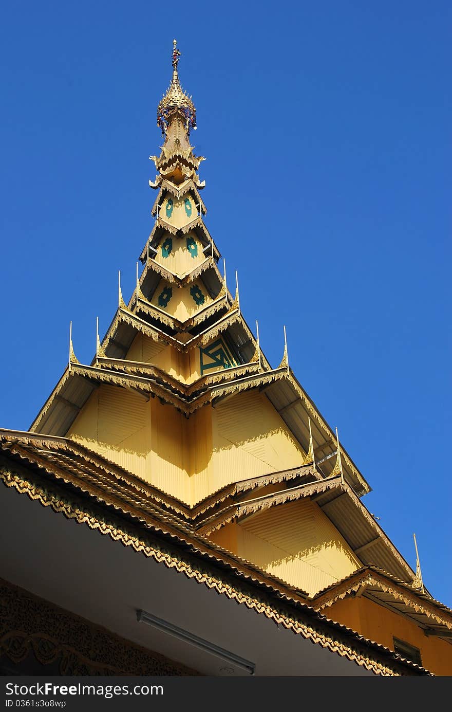 Roof top of church in Buddhist temple of Chiangmai in Thailand. Roof top of church in Buddhist temple of Chiangmai in Thailand.