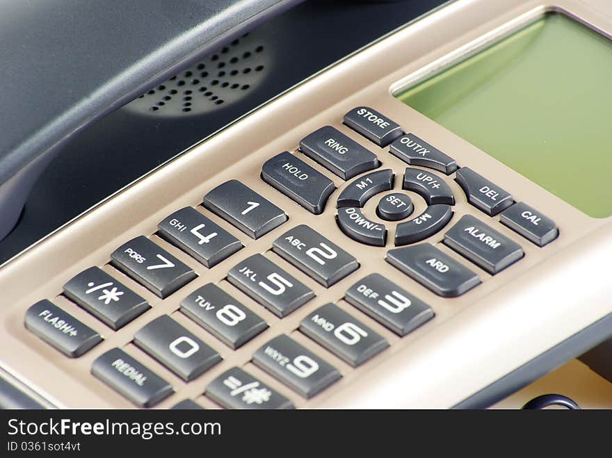 Close up shot of blue phone keypad