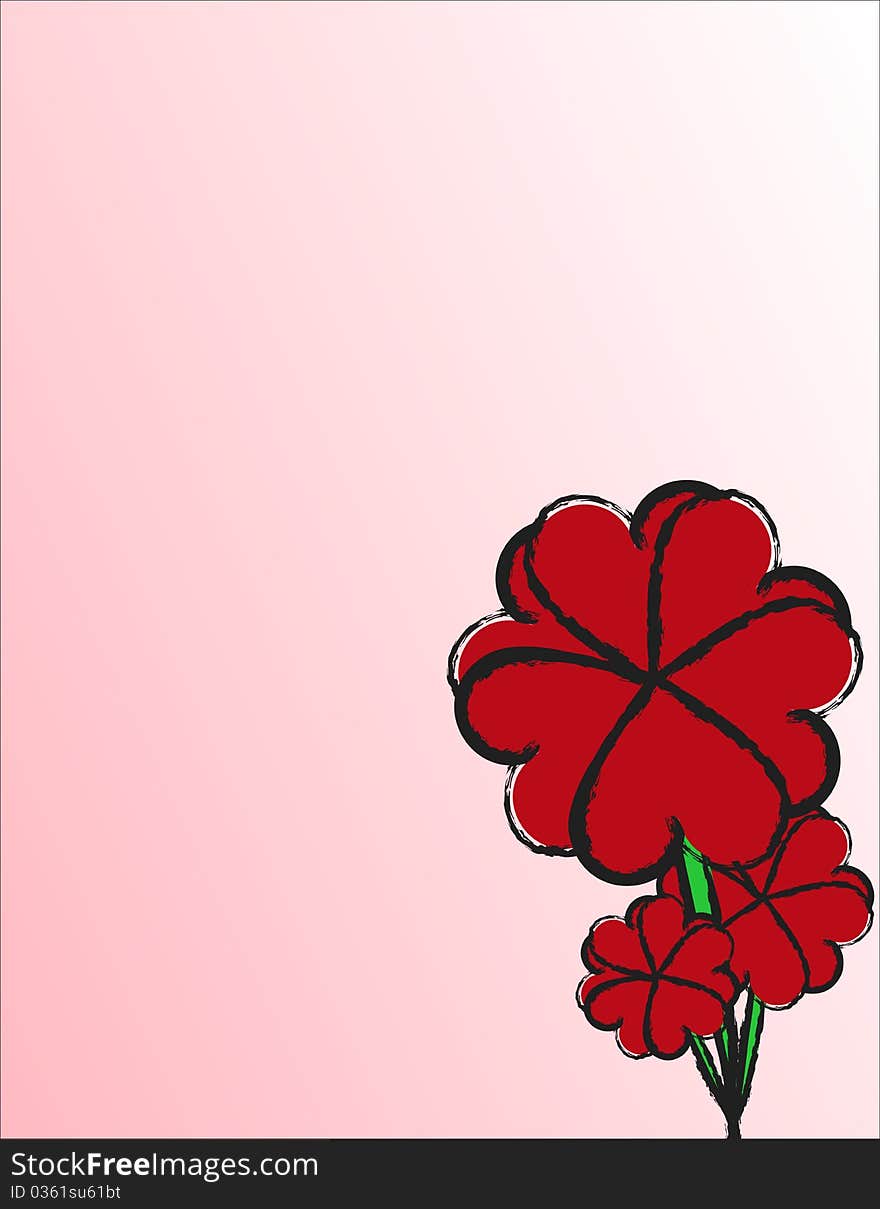 Vector illustration of flowers with heart shaped petals. Space available for optional customized text. Vector illustration of flowers with heart shaped petals. Space available for optional customized text.