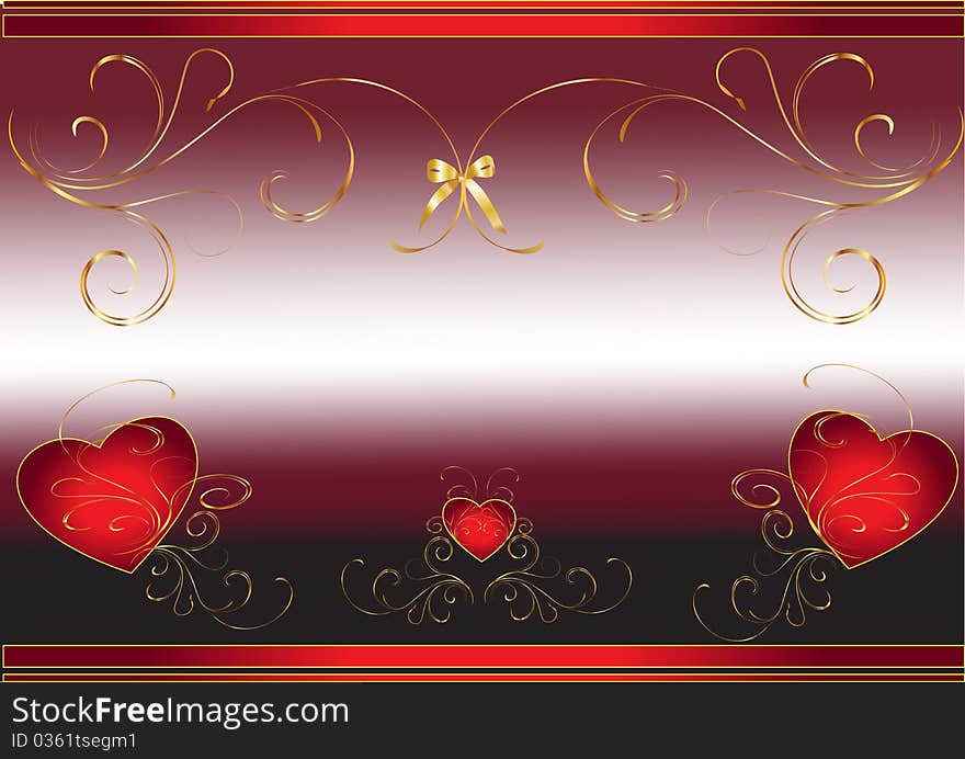 Hearts illustration in abstract red and black royal background. Hearts illustration in abstract red and black royal background