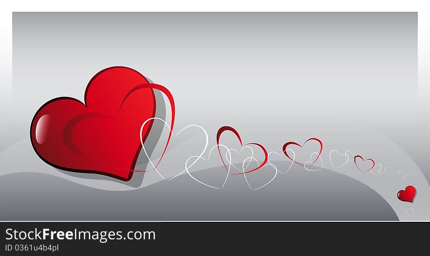 Vectorial card with image of hearts in several sizes. Vectorial card with image of hearts in several sizes