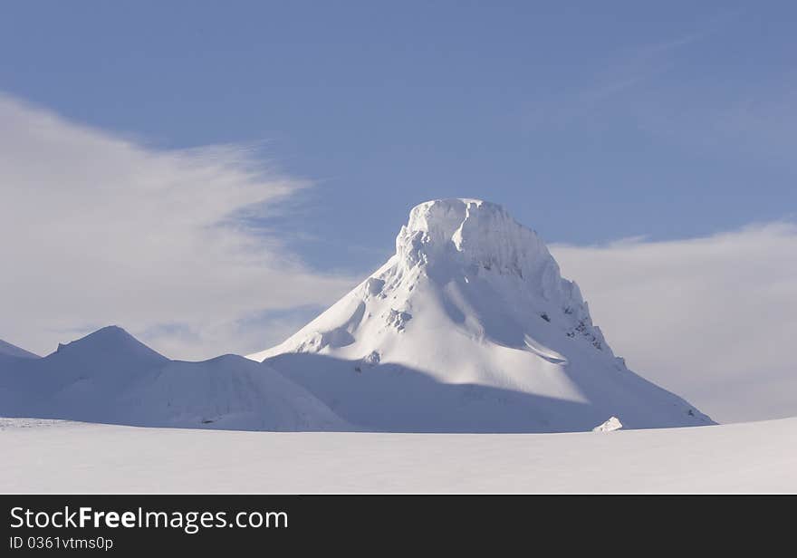 White Winter Mountain World Iceland. White Winter Mountain World Iceland