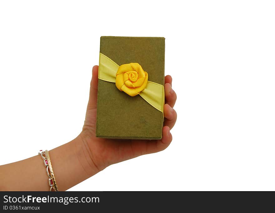 A green box tied with a yellow