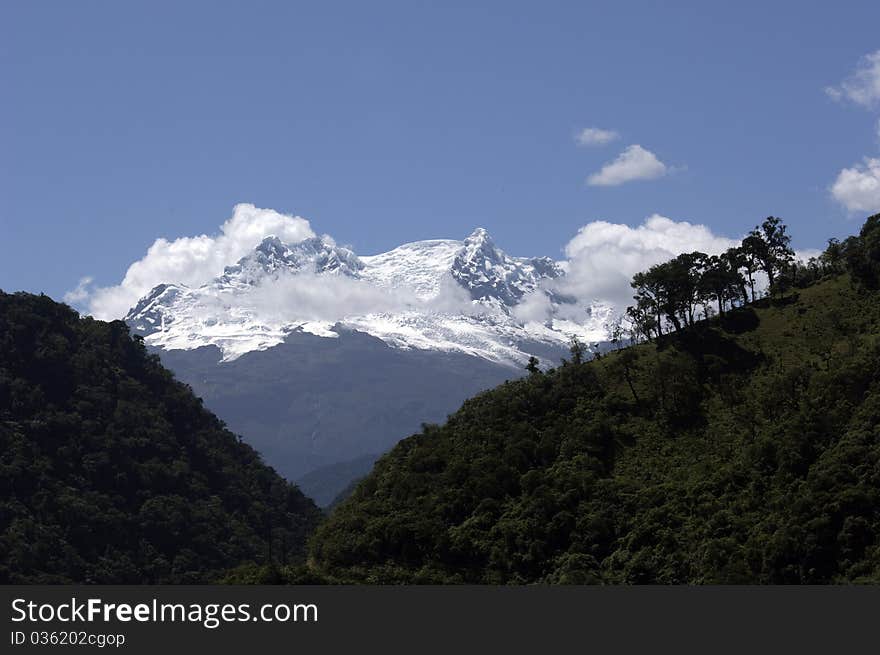 The glacier of a 5000m high volcano in Ecuador. The glacier of a 5000m high volcano in Ecuador