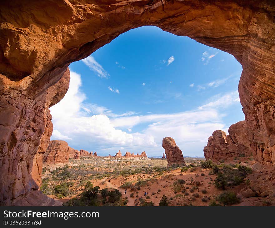 Strange rock formations at Arches National Park, USA