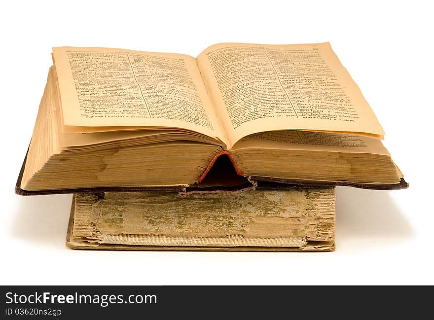 Old books on a white background