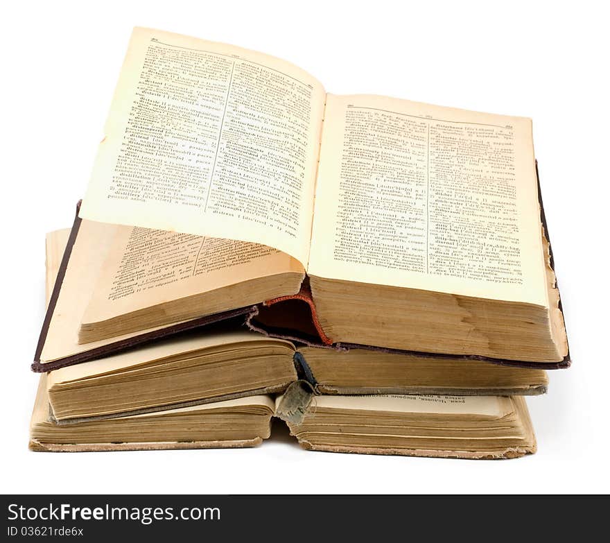 Old books on a white background