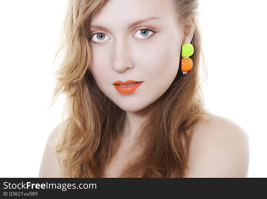 Portrait of elegant beautiful woman wearing jewelry.