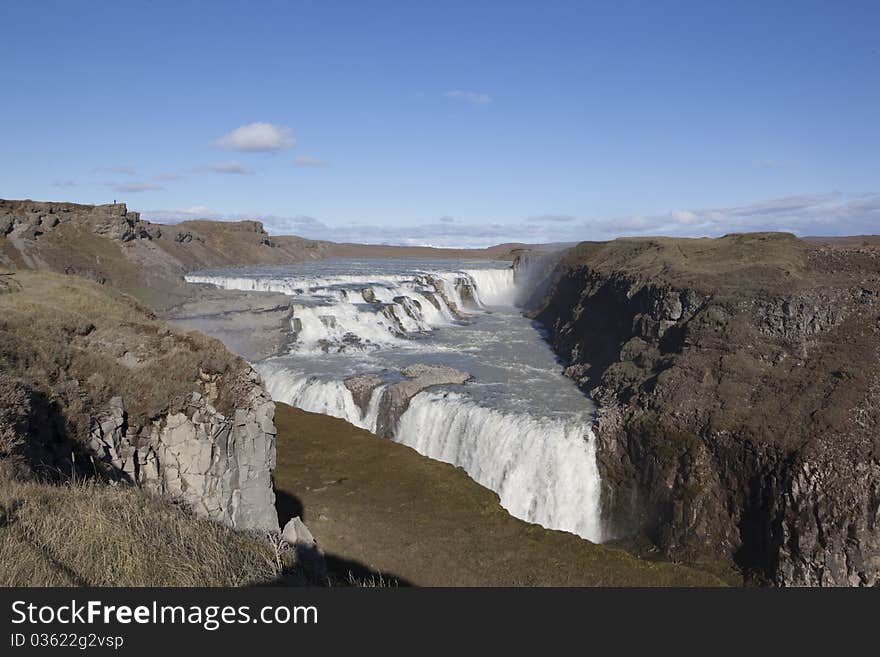 Gullfoss Waterfall In Iceland