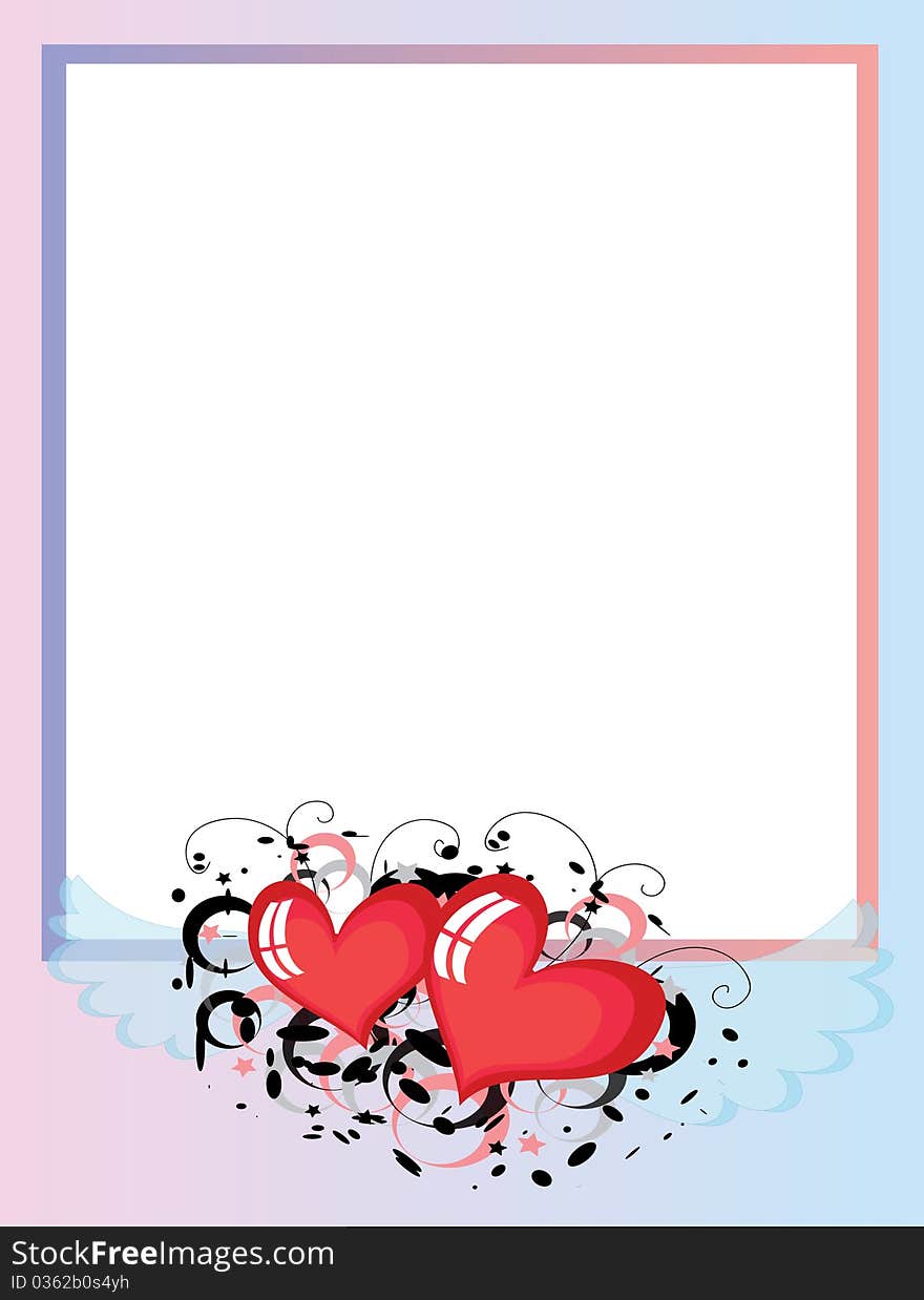 Elegant vertical frame with hearts. Elegant vertical frame with hearts