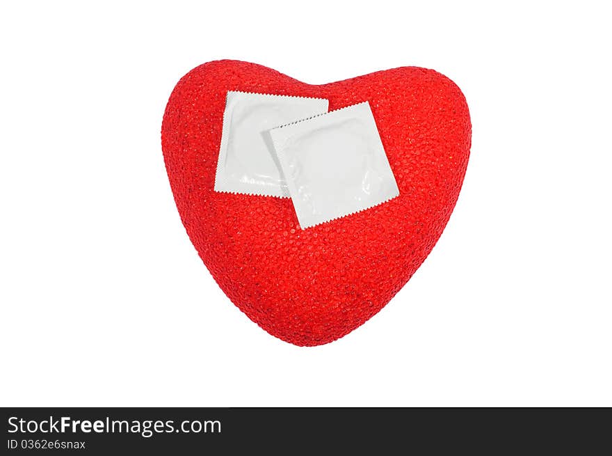 Red Heart With Two Condoms