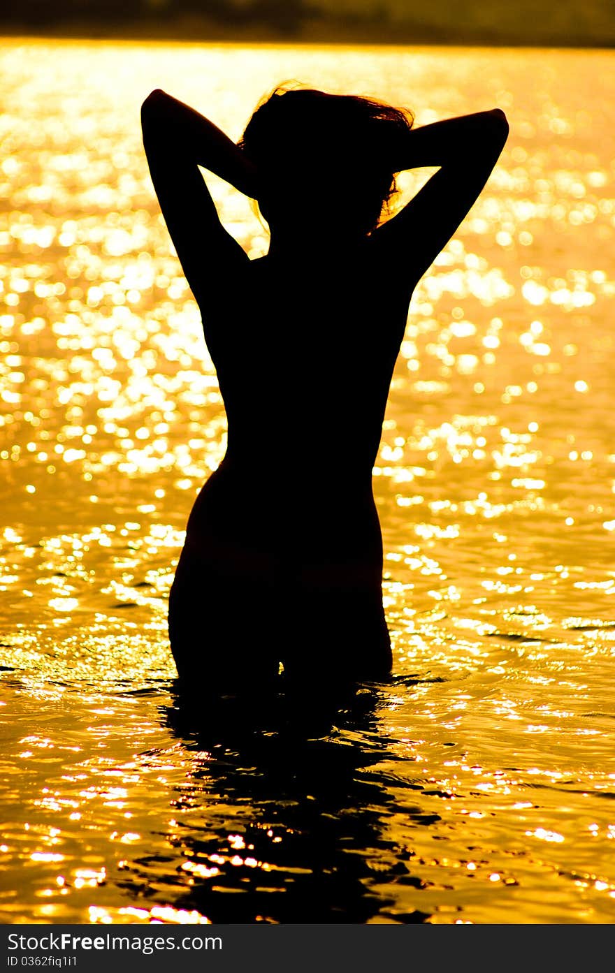 Woman on river