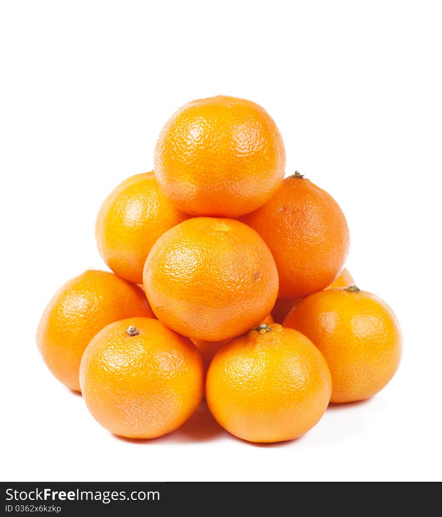 A heap of tangerines isolated on the white