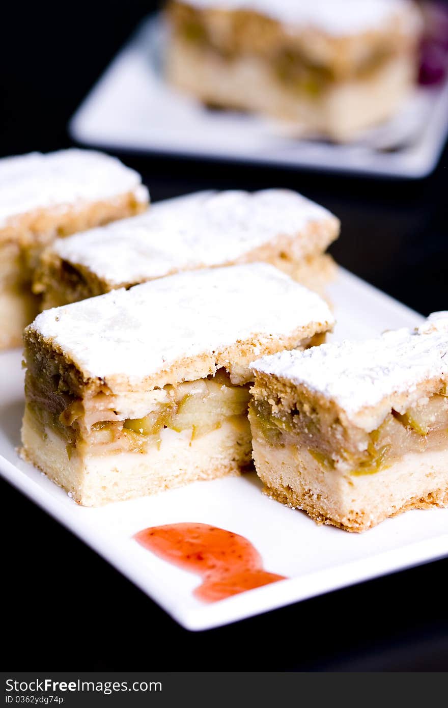 Apple Cake Served In A Restaurant