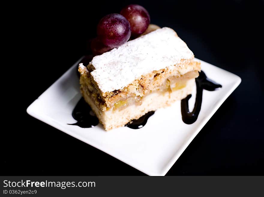 Apple Cake Served In A Restaurant