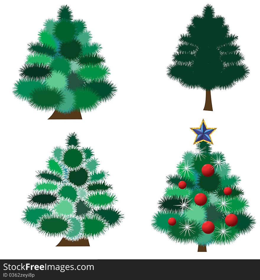 Collection of fur-trees. Vector