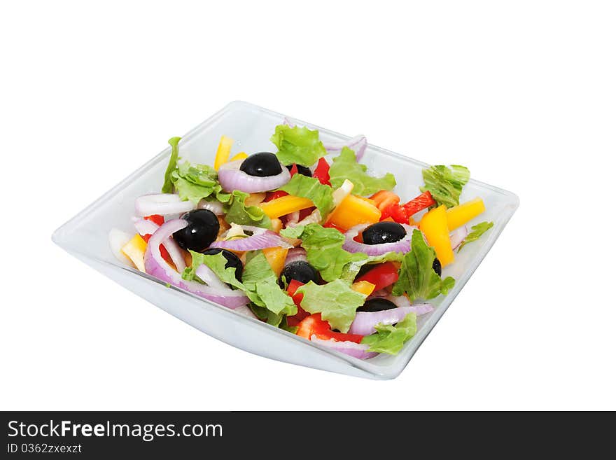 Salad Of Sweet Peppers, Lettuce And Onions