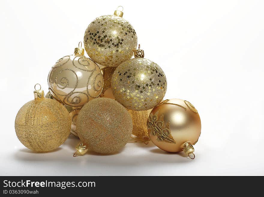 Christmas balls over white background. Christmas balls over white background