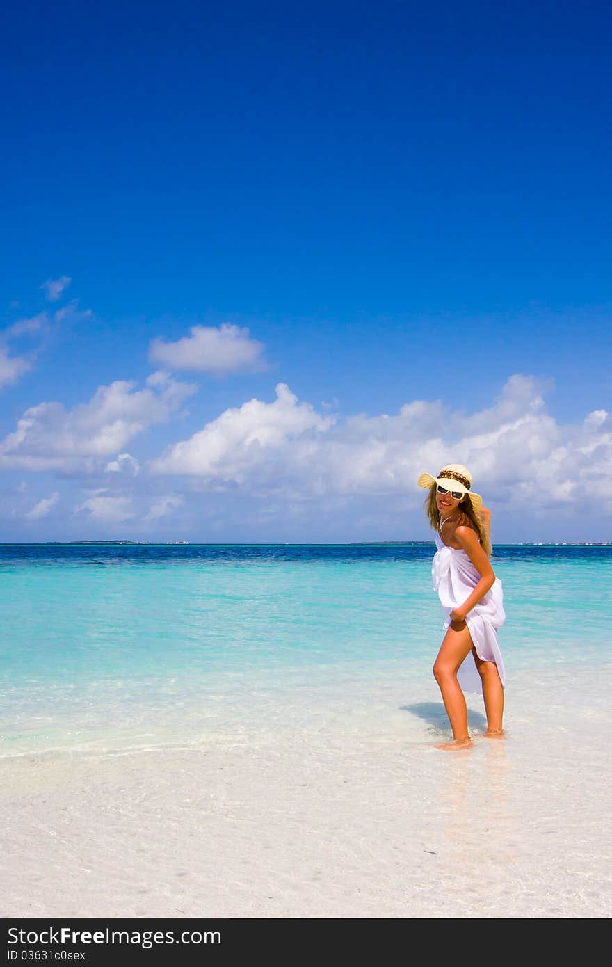 Lady on a tropical beach