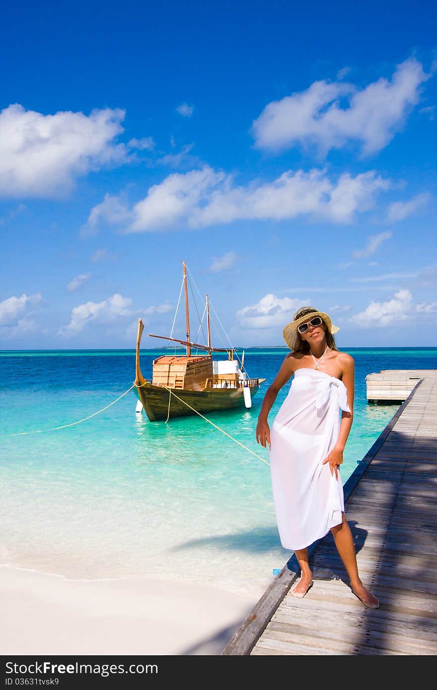 Young woman on a pier