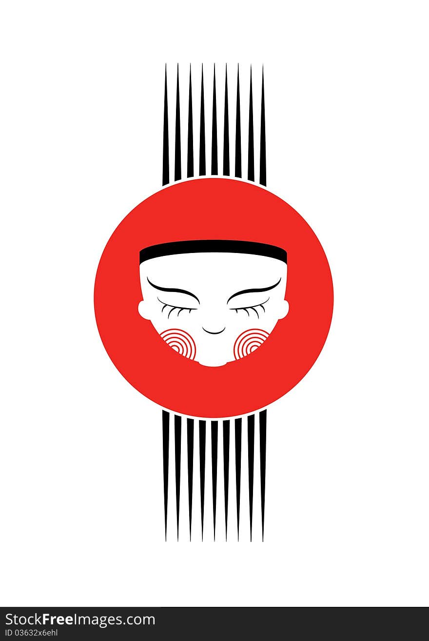 Symbolic Asian face with chopsticks