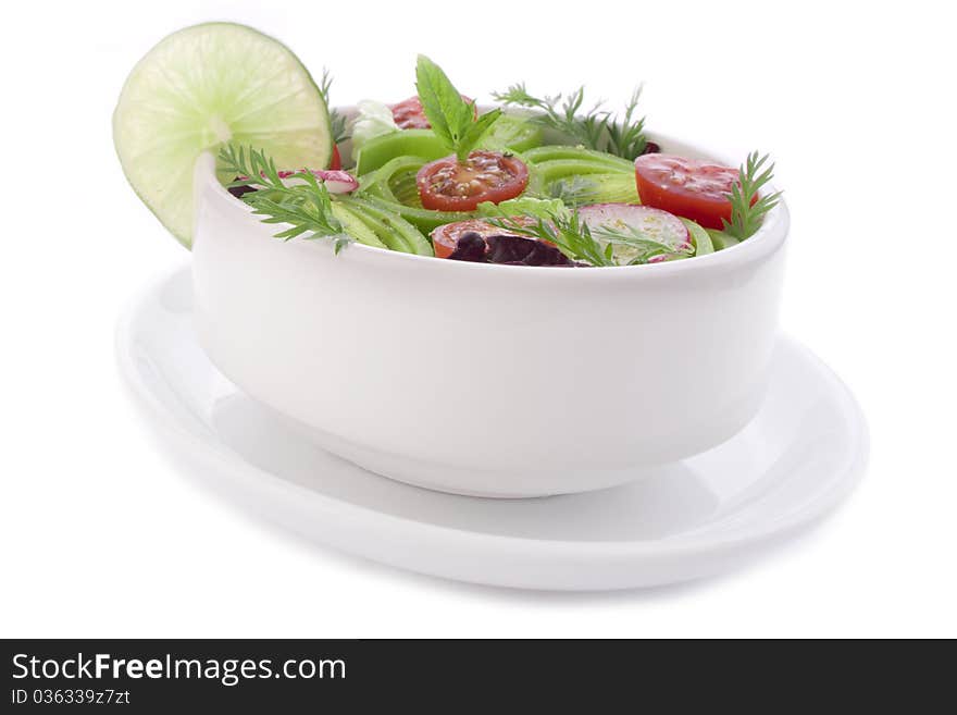 Fresh spring salad in bowl with vinegar dessing. Fresh spring salad in bowl with vinegar dessing