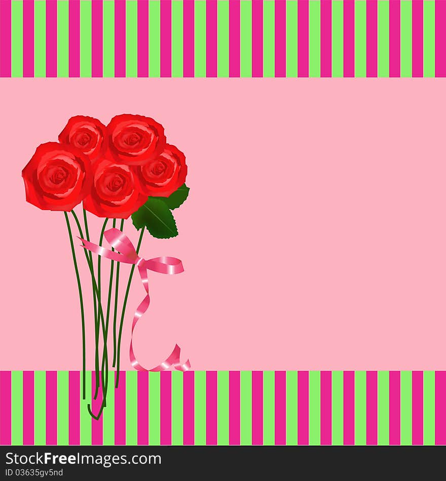 Playful card with roses. Vector background