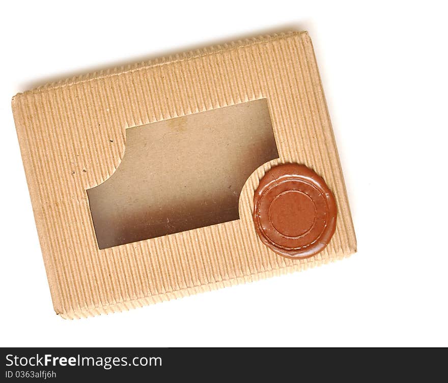 Brown box with sealing wax on white