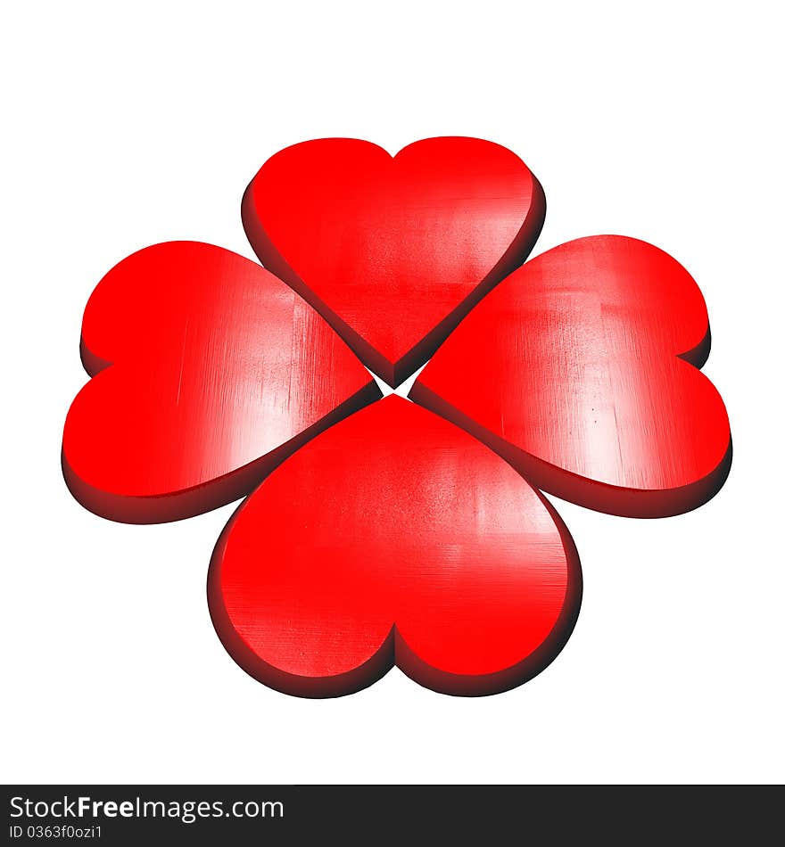 Valentines flower made of red hearts