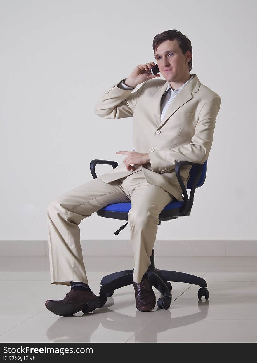 A young man talking on the phone