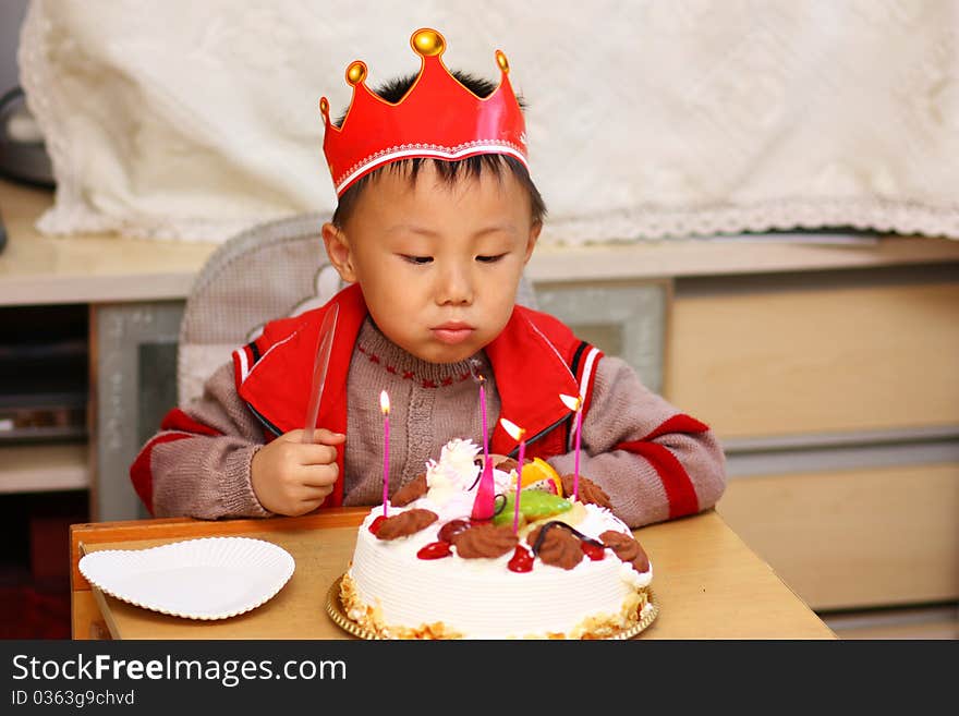 The portrait of an Asian boy,who is birthday. The portrait of an Asian boy,who is birthday