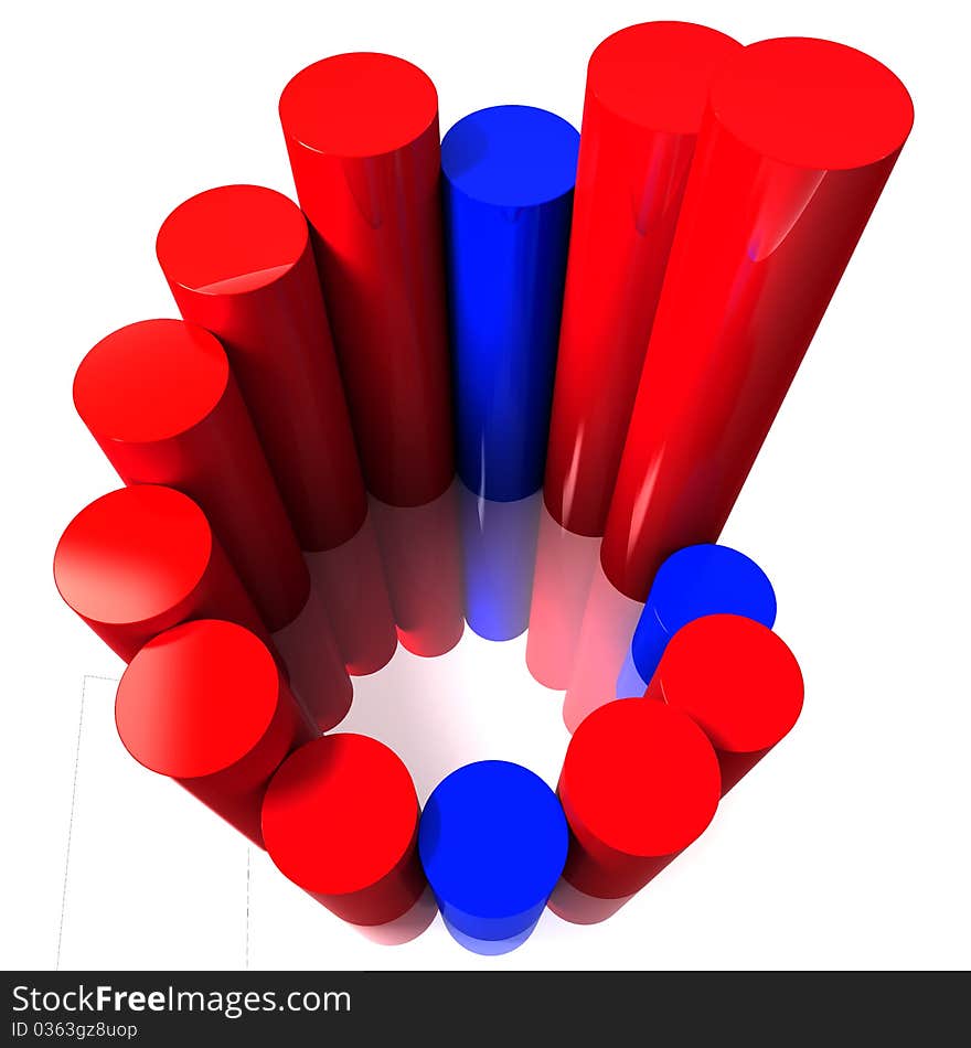 3D bar chart graph moving up on white bachgroung. 3D bar chart graph moving up on white bachgroung