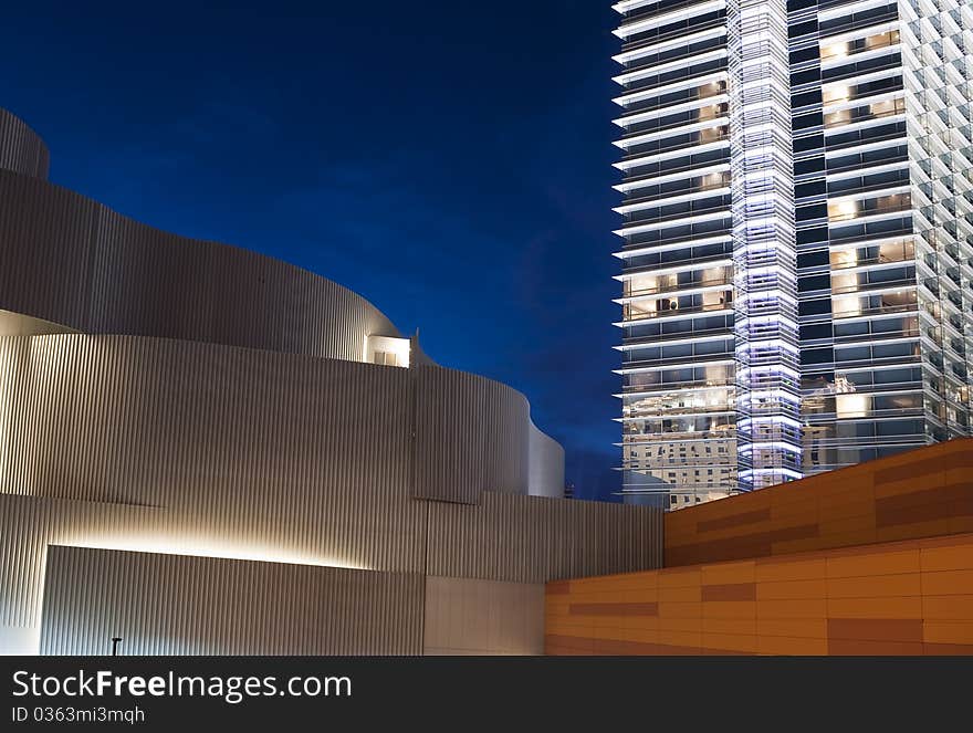 Image of modern building design at night. Image of modern building design at night.