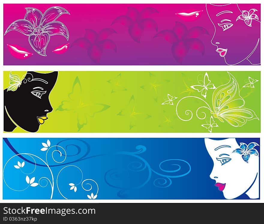 Abstract color banner illustration vector website homepage banner header head women. Abstract color banner illustration vector website homepage banner header head women