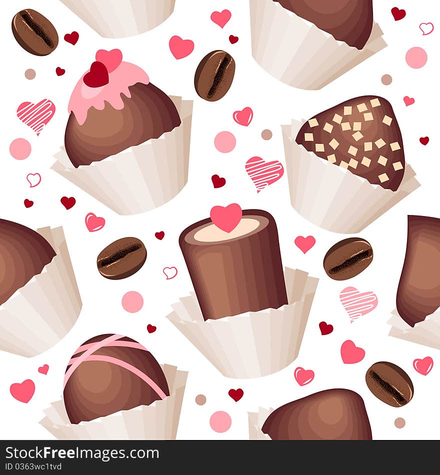 Seamless pattern with chocolates