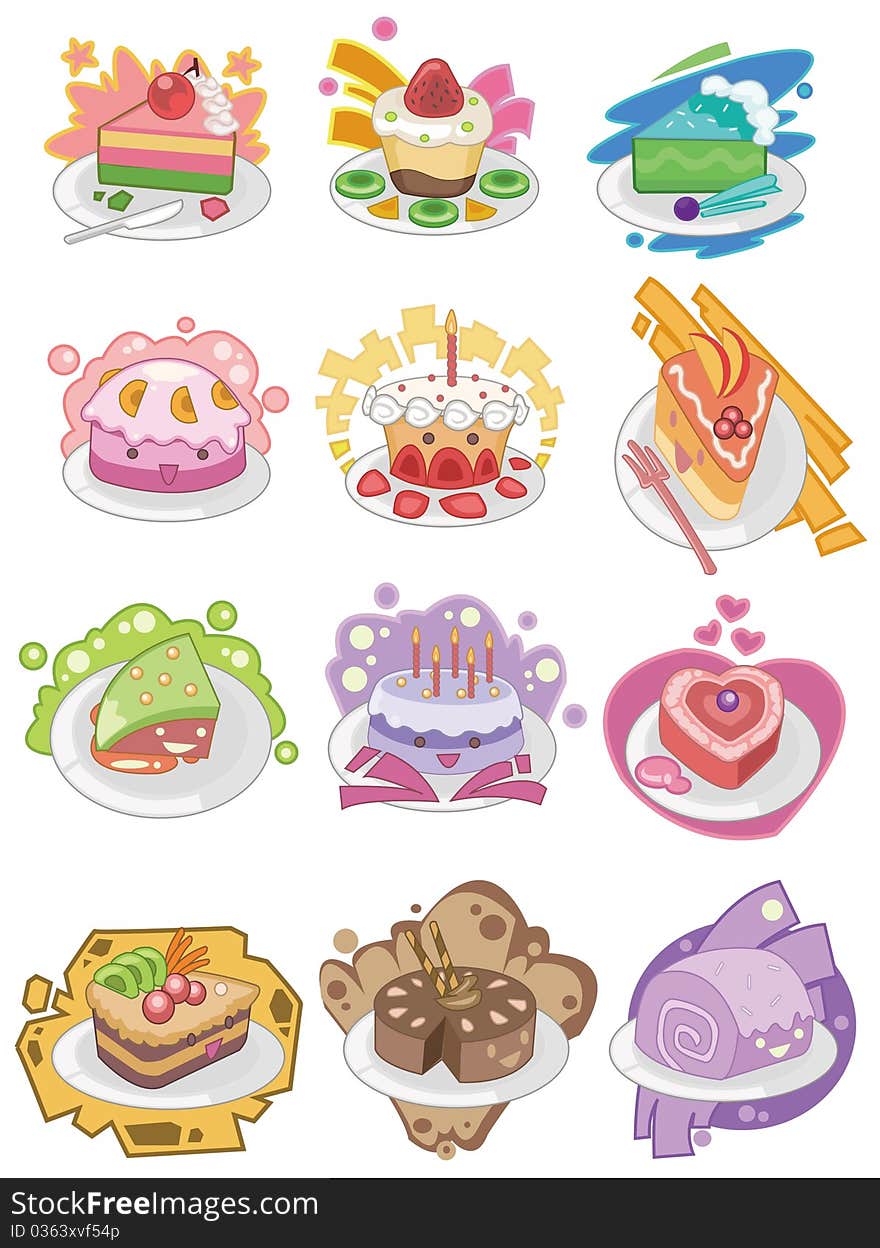 Cartoon cake icon,vector drawing