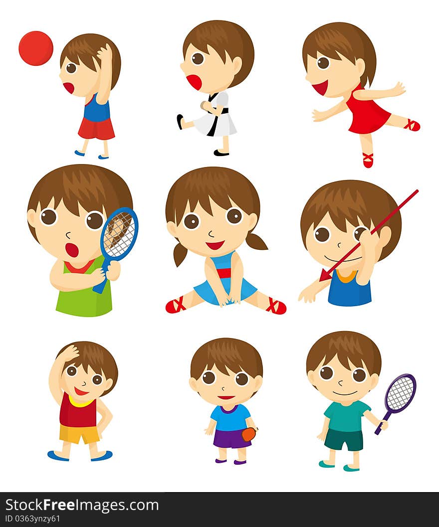 Cartoon sport people,vector drawing