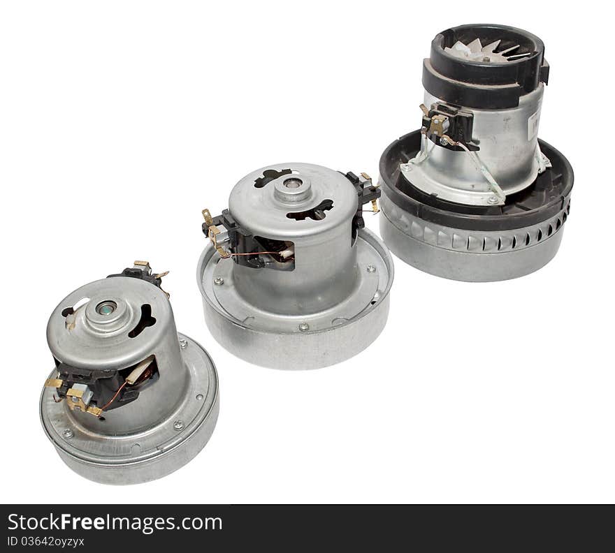 Electric motors for vacuum cleaner on a white background