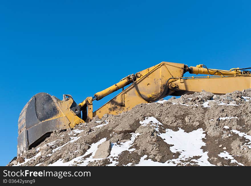 Hydraulic Excavator In Winter